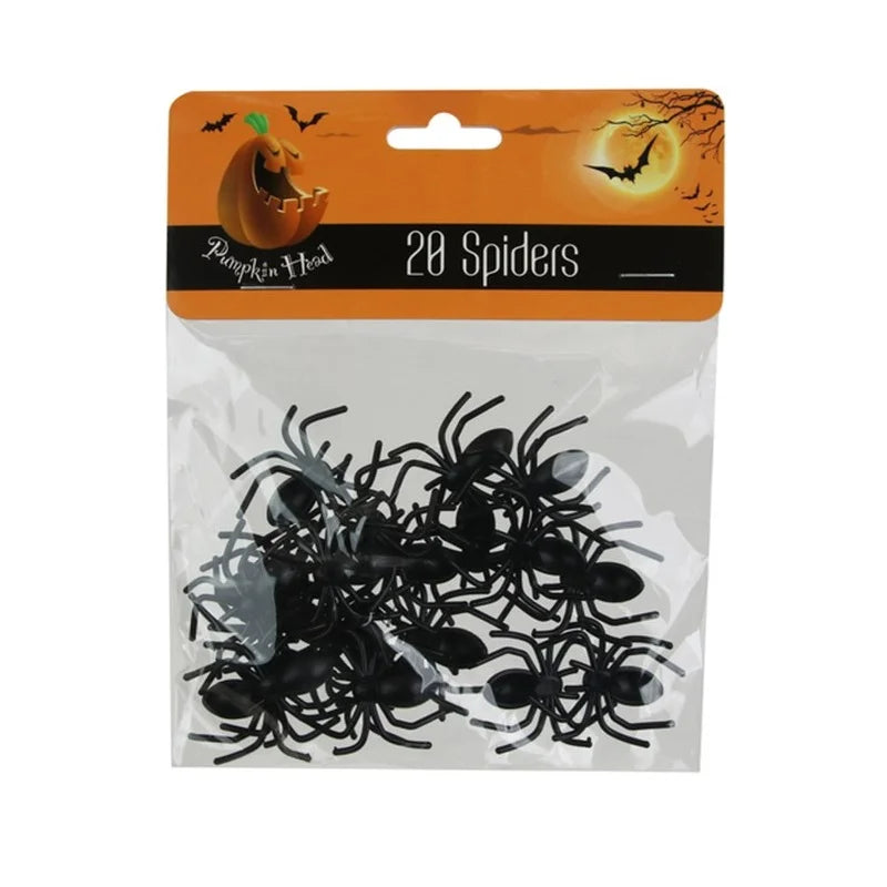 20 Fake Plastic Spiders 3.3cm Halloween Decorations