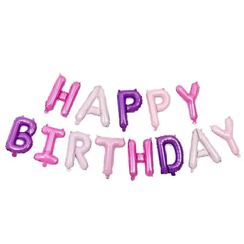 Pink Purple "Happy Birthday" Foil Letter Balloons Banner Kit 40cm (16") Pastel
