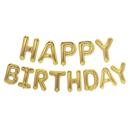 Gold "Happy Birthday" Foil Letter Balloons Banner Kit 40cm (16")