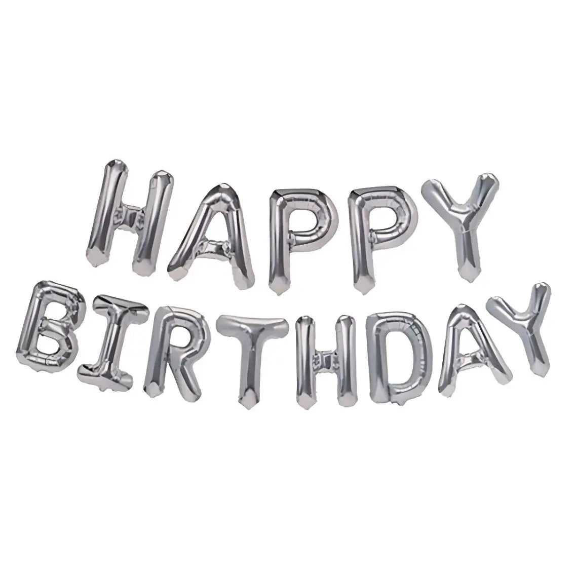 Silver "Happy Birthday" Foil Letter Balloons Banner Kit 40cm (16")