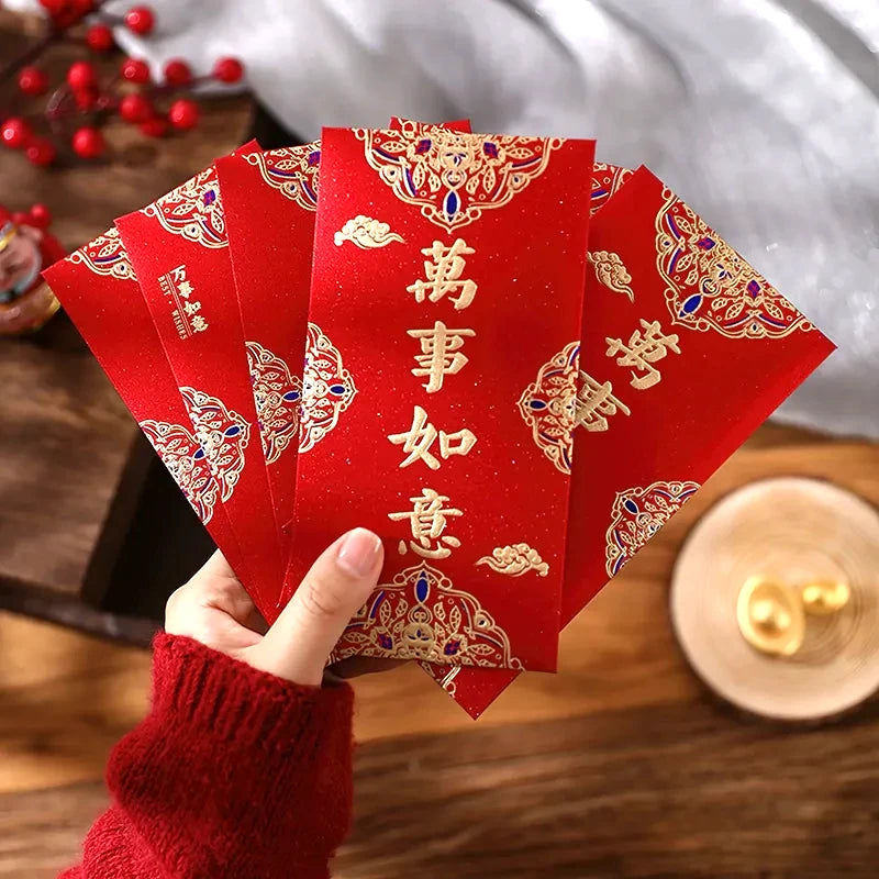 Red Money Envelopes 6pcs (4 Options) 9cm x 17cm