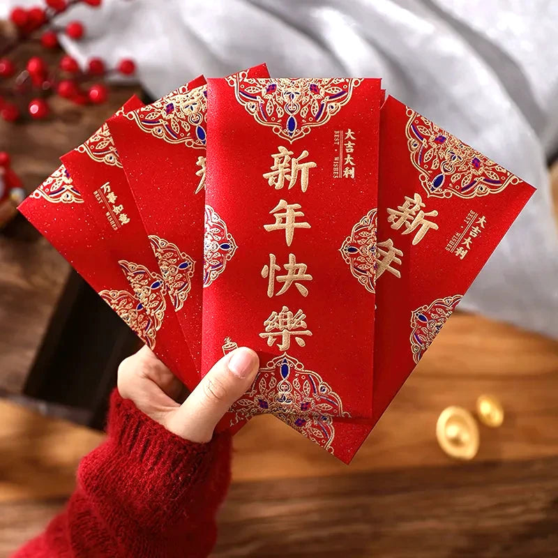 Red Money Envelopes 6pcs (4 Options) 9cm x 17cm