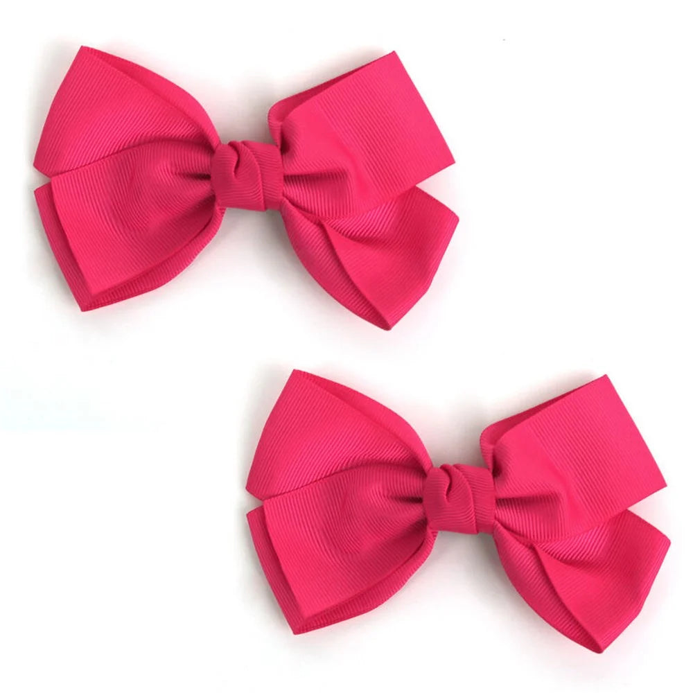 Hot Pink Bow Hair Clips 12cm 2pcs Party Accessories