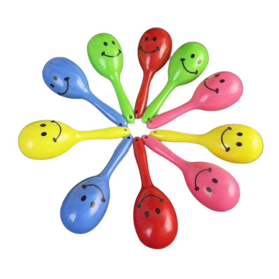 Neon Smily Face Mini Maracas 10pcs Party Favours