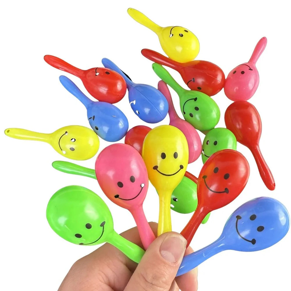 Neon Smily Face Mini Maracas 10pcs Party Favours
