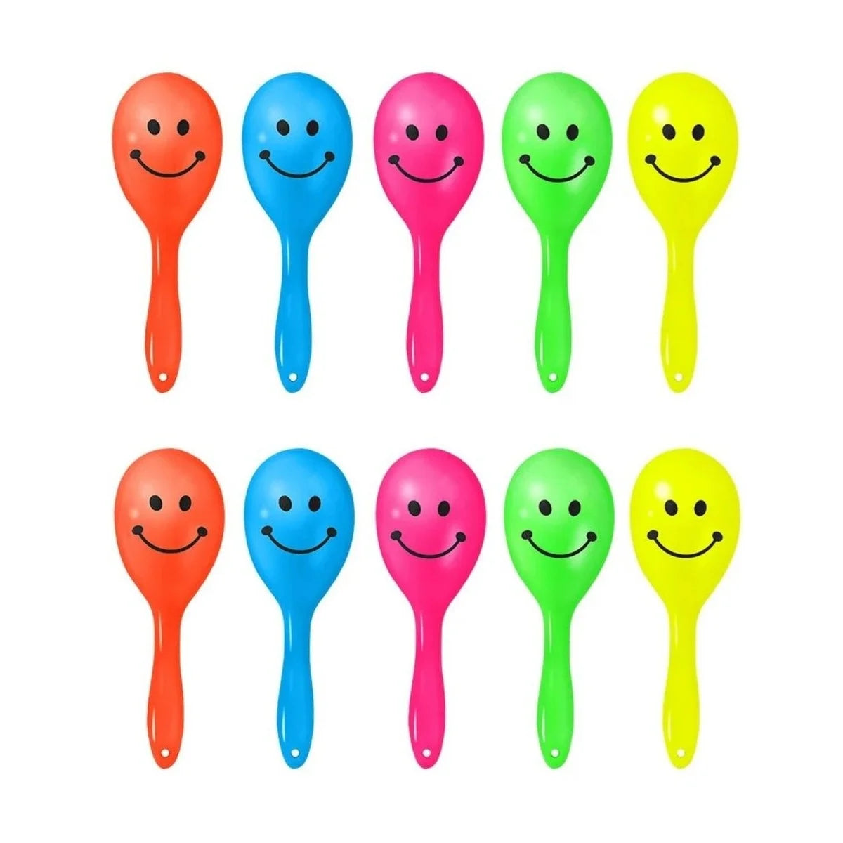 Neon Smily Face Mini Maracas 10pcs Party Favours