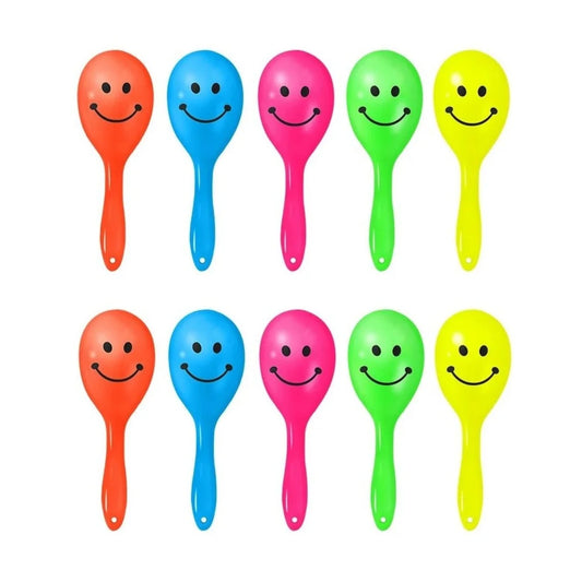 Neon Smily Face Mini Maracas 10pcs Party Favours