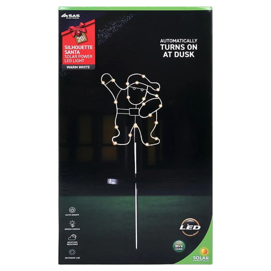 Stake Light Solar Silhouette Santa 20 LED 20x25x70cm Warm White 1 Function