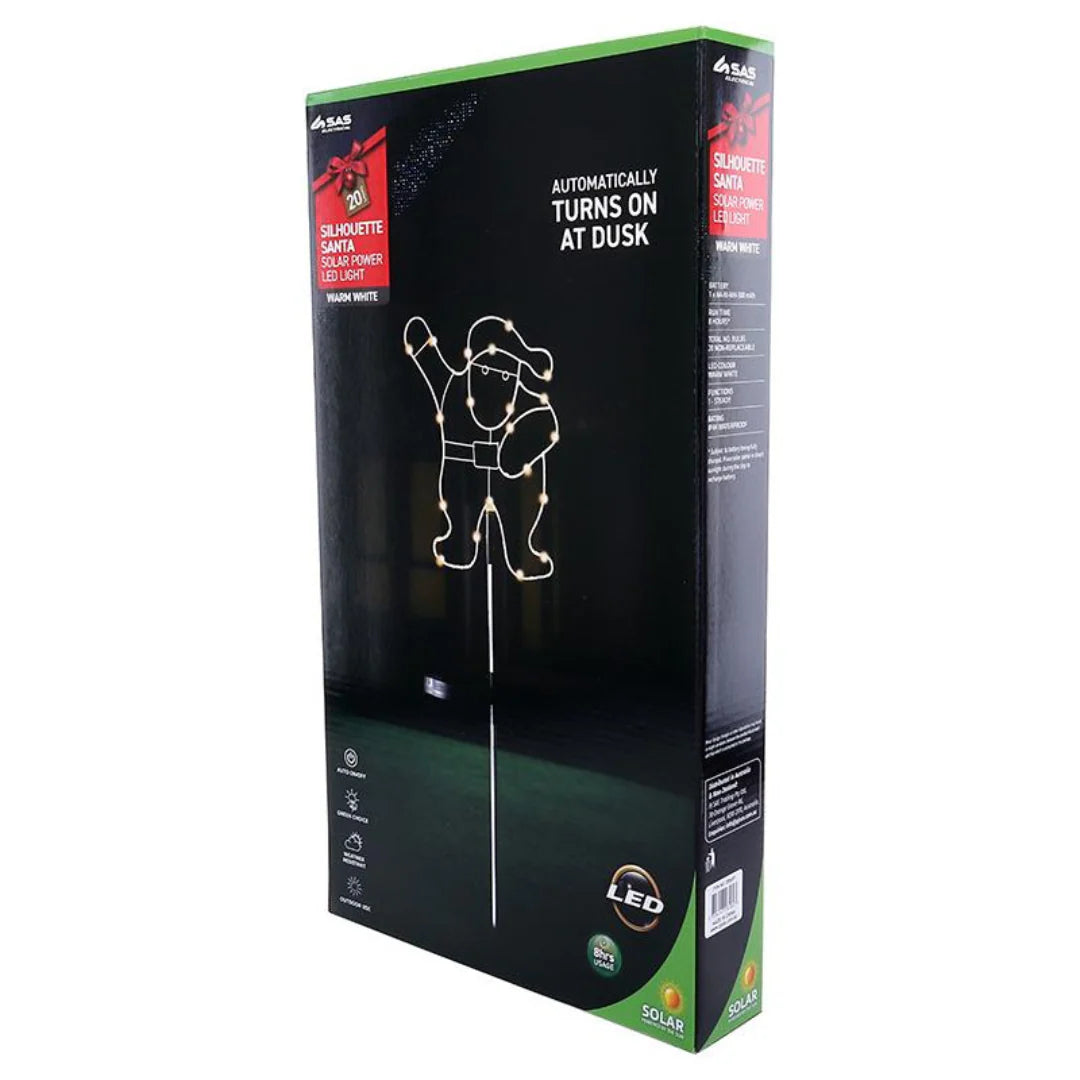 Stake Light Solar Silhouette Santa 20 LED 20x25x70cm Warm White 1 Function