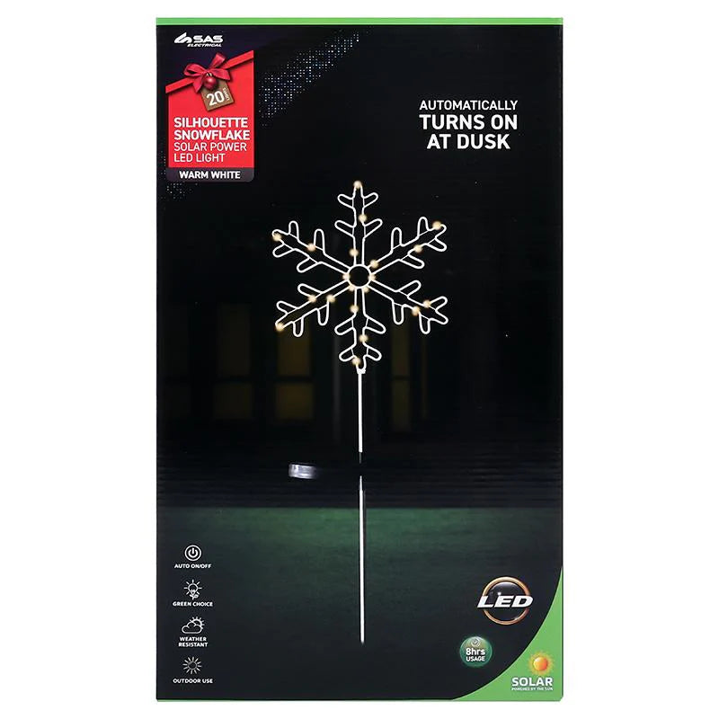 Stake Light Solar Silhouette Snowflake 20 LED 22x22x70cm Warm White 1 Function