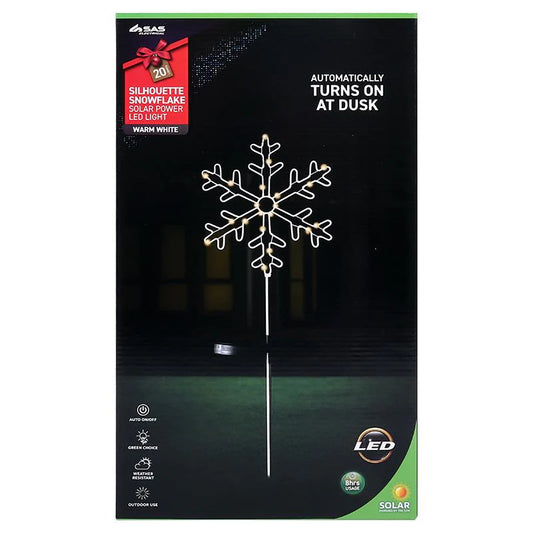 Stake Light Solar Silhouette Snowflake 20 LED 22x22x70cm Warm White 1 Function