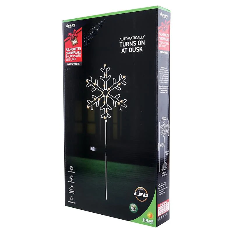 Stake Light Solar Silhouette Snowflake 20 LED 22x22x70cm Warm White 1 Function