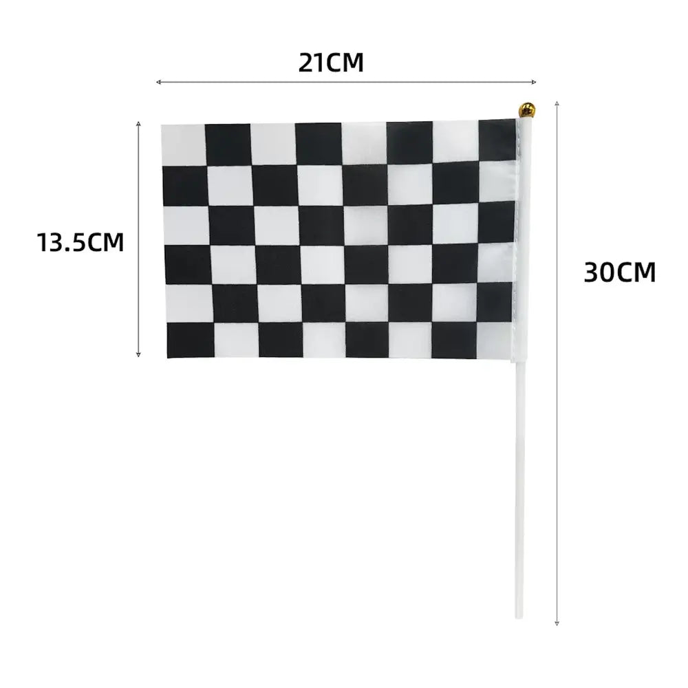 Black & White Checkered Hand Flags 8pcs 21cm x 14cm