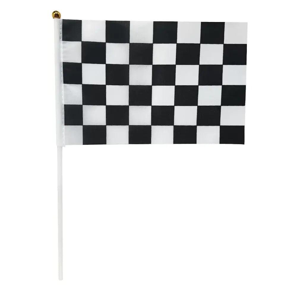 Black & White Checkered Hand Flags 8pcs 21cm x 14cm