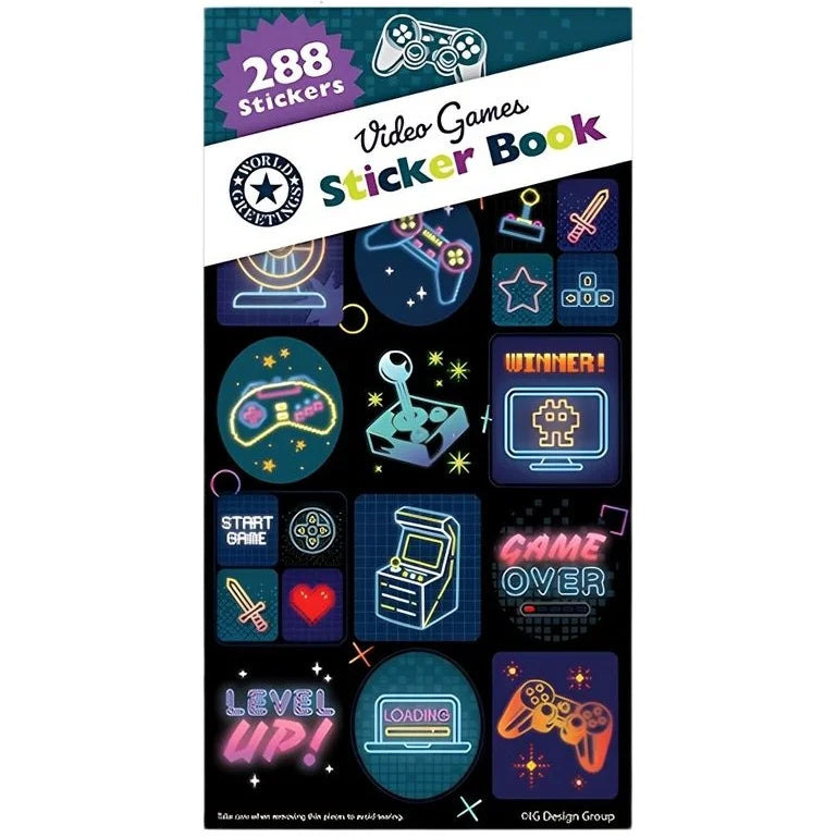 Video Games Sticker Book 288pk (12 Sheets) Party Favours