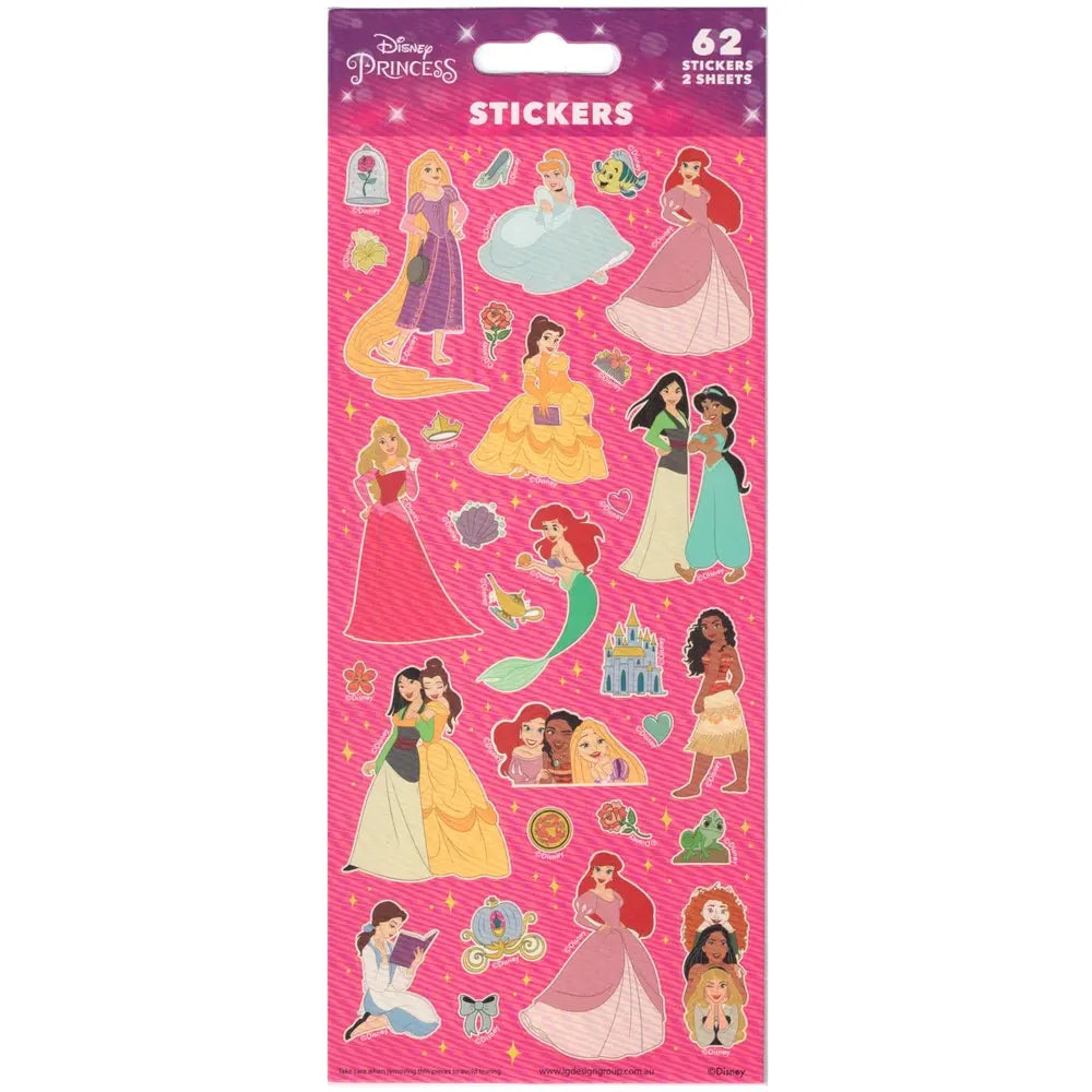 Disney Princess Sticker Sheets 62pk (2 Sheets)