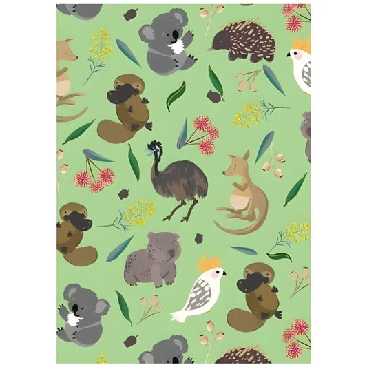 Australia Animals Gift Wrap 1 Sheet Folded Wrapping Paper Koalas Wombats Kangaroos