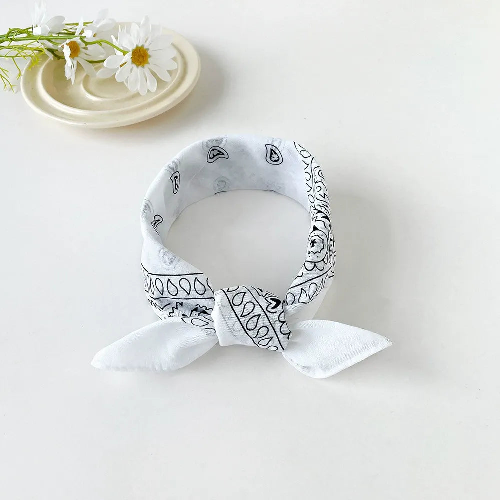 White Paisley Bandana Head Wrap Neck Scarf Mask