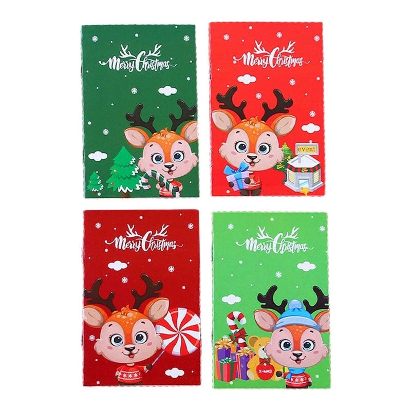 6 Mini Christmas Notebooks 16-Page 7cm x 10.5cm (Assorted)