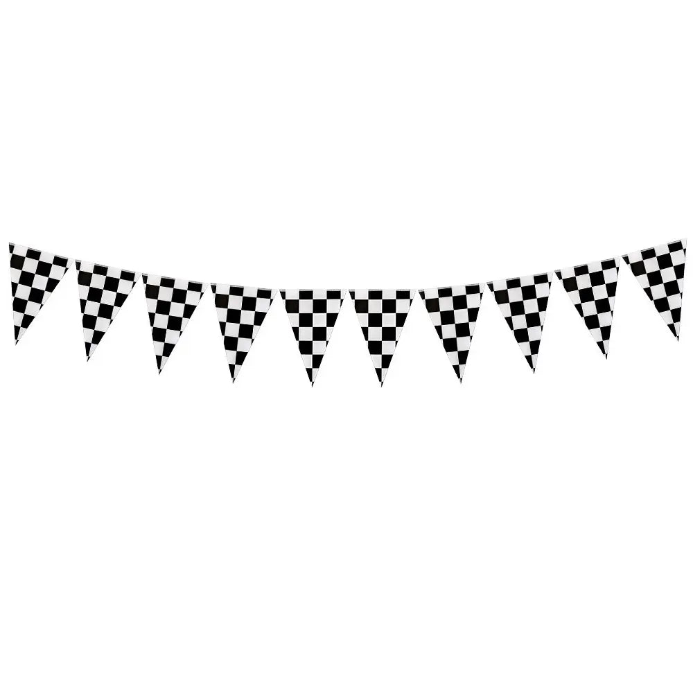 Black & White Checkered Bunting Flags 10pcs