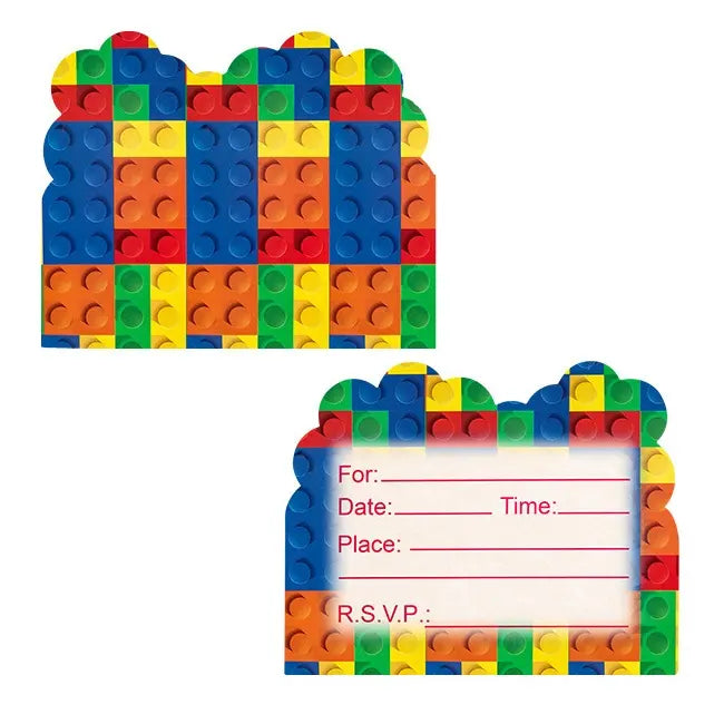 Building Blocks Party Invitations 10pcs