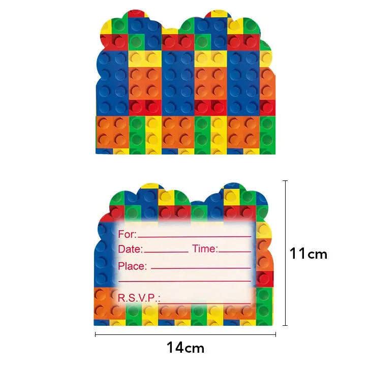Building Blocks Party Invitations 10pcs