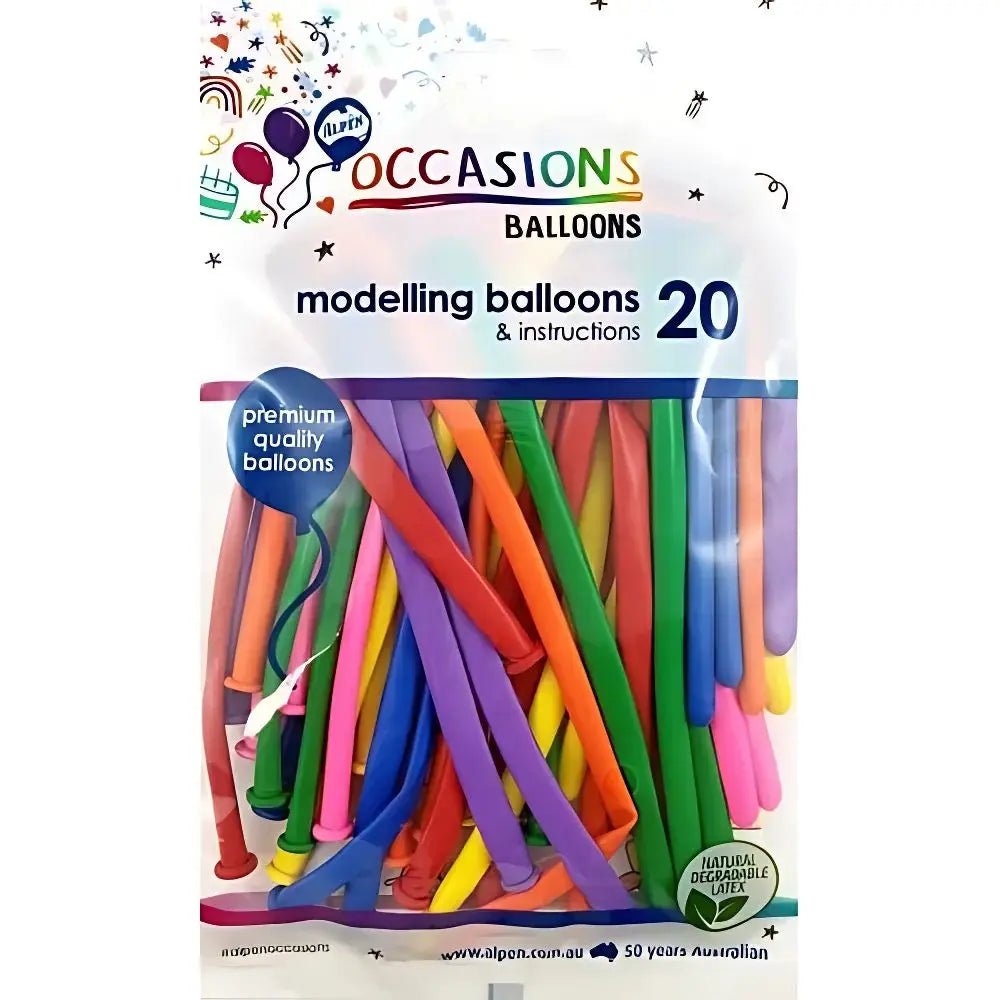 Assorted Modelling Latex Balloons 20pk Twist & Shape - NextParty