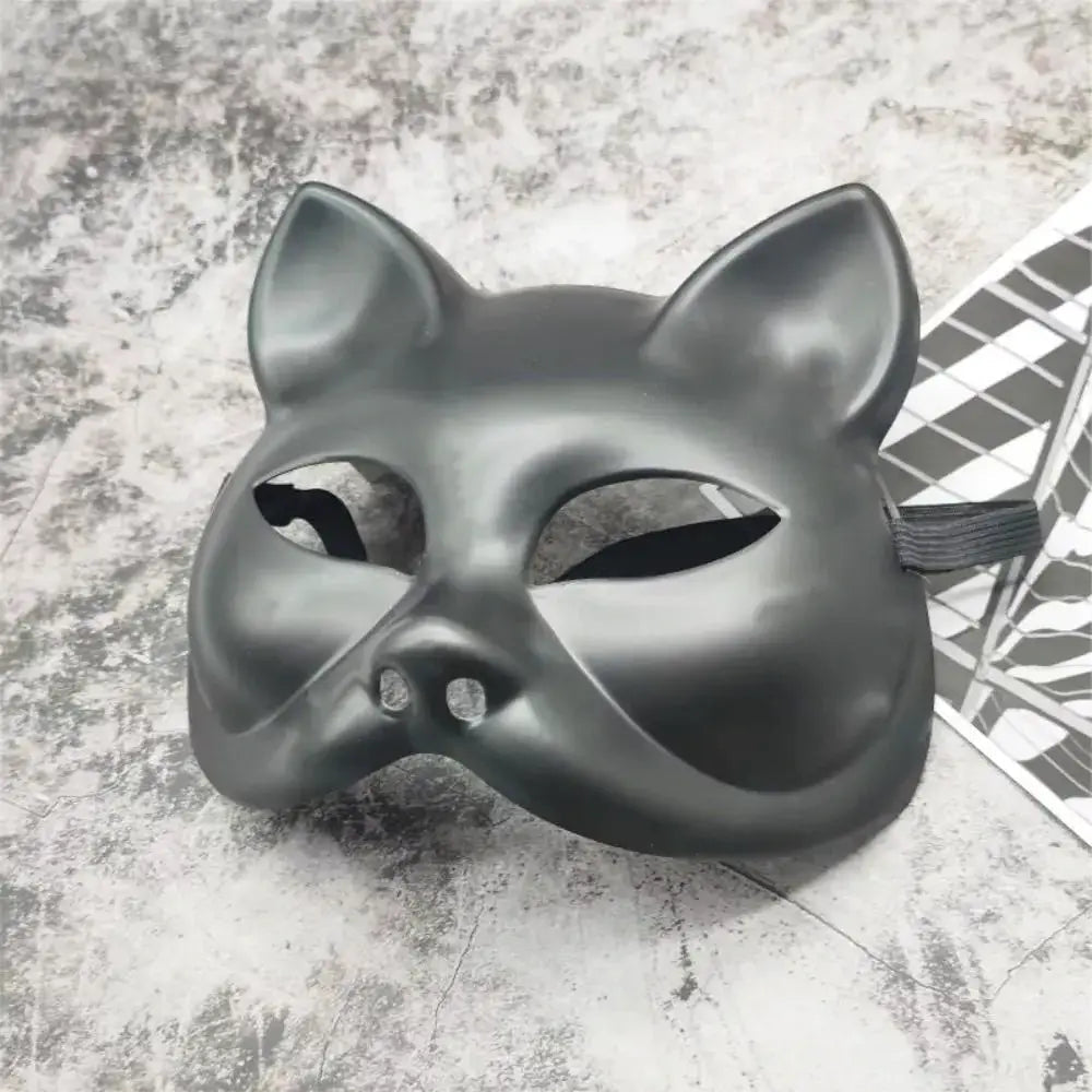 Black Cat Plastic Mask - NextParty