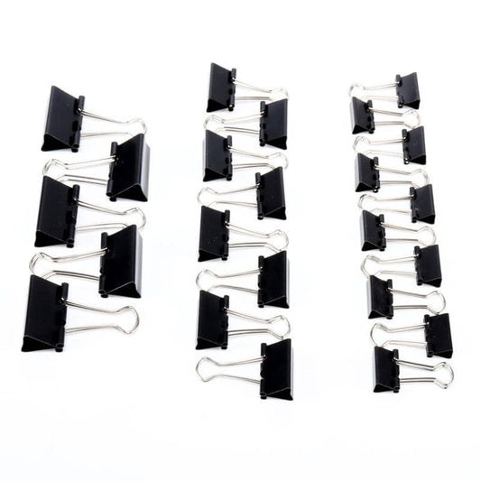 Black Fold Back Clips 23pcs (3 Assorted Sizes) - NextParty
