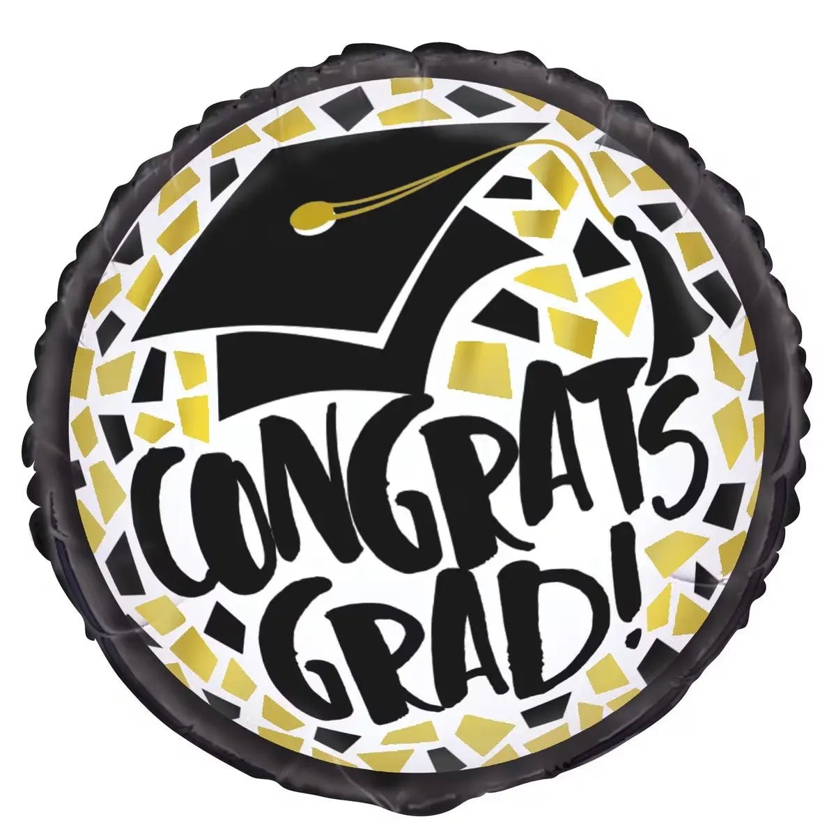 Black & Gold Congrats Grad Foil Balloon 45cm (18") Graduation - NextParty