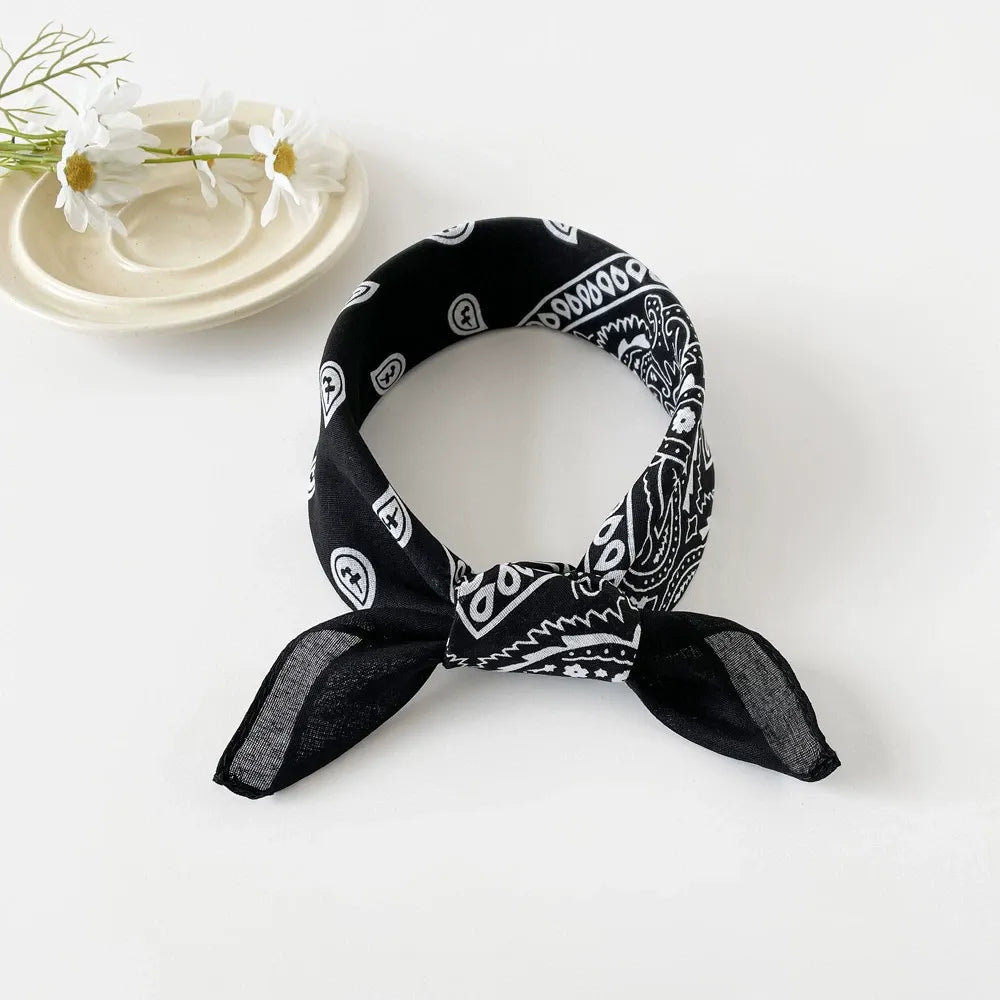 Black Paisley Bandana Head Wrap Neck Scarf Mask