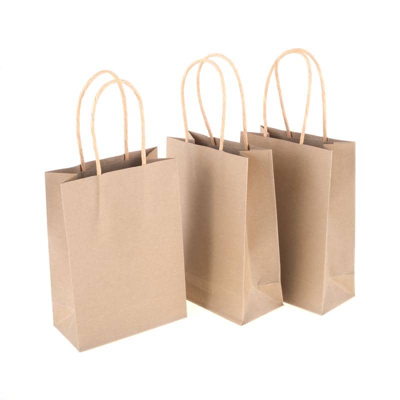 Brown Kraft Paper Party Bags 3pk 16cm x 12cm x 6cm - NextParty