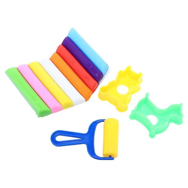 Coloured Modelling Clay Set 11pk (8x Clay, 1x Roller, 2x Moulds) - NextParty