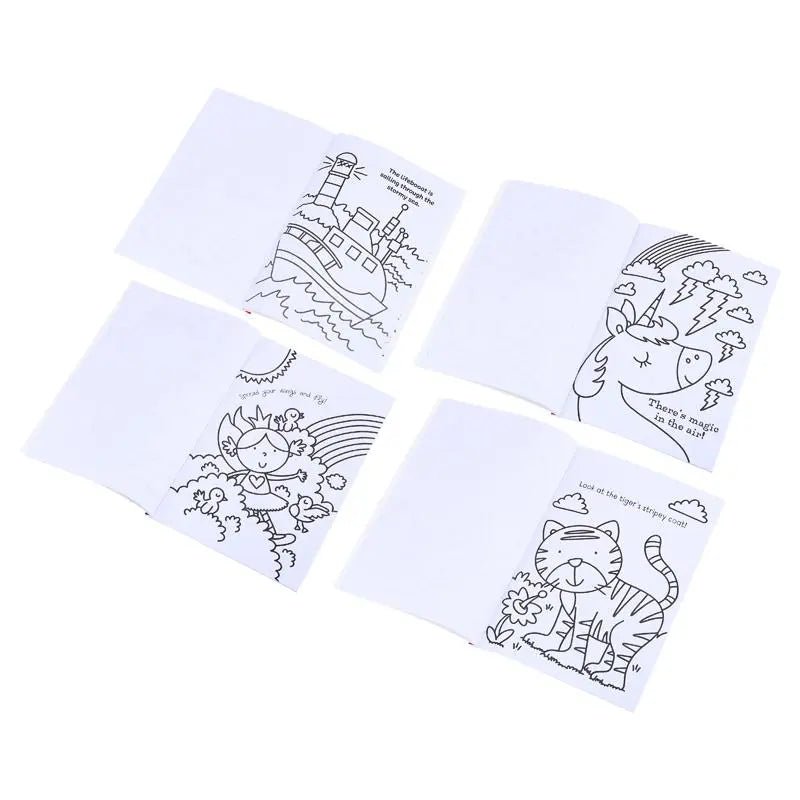 Colouring Books 4pk 64 - Page Unicorn Animals Space Fairies - NextParty