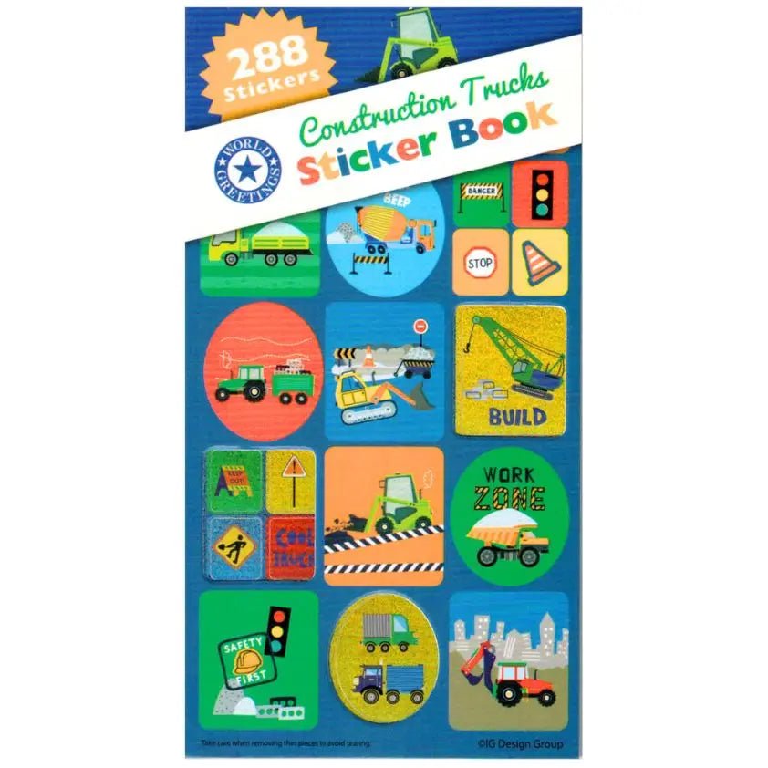 Construction Trucks Sticker Book 288pk (12 Sheets) - NextParty