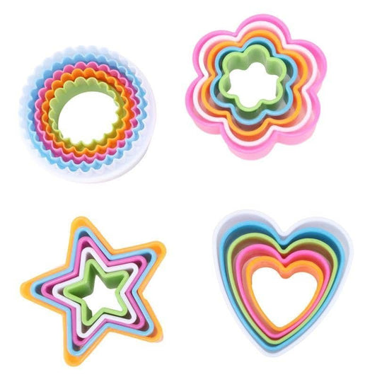 Cookie Cutters 20pcs Assorted Star Heart Round Flower - NextParty