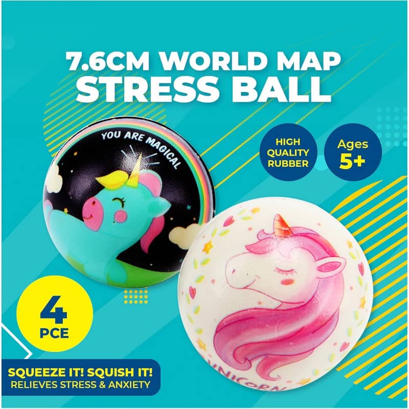Cute Unicorn Stress Relief Balls 7.6CM 4pk - NextParty