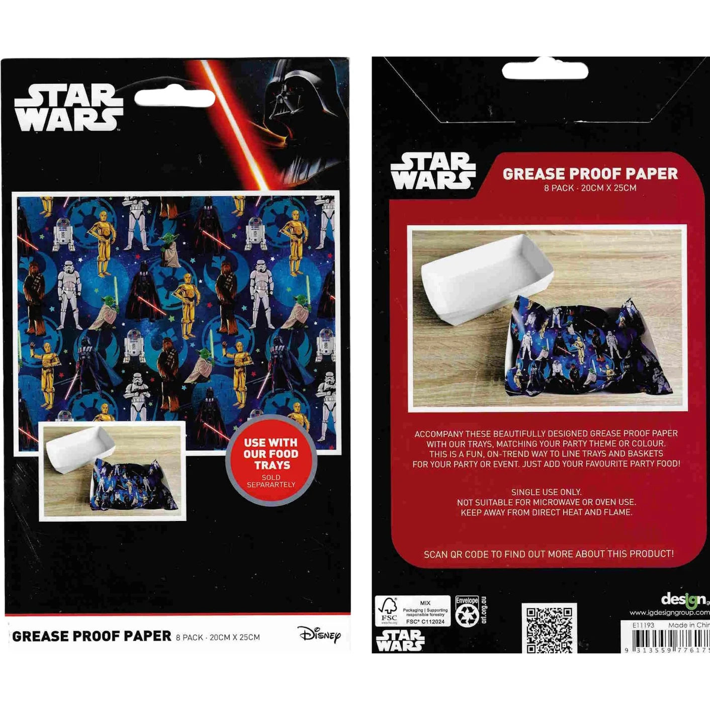 Star Wars Grease Proof Papers 8pk May The Force Be With You
