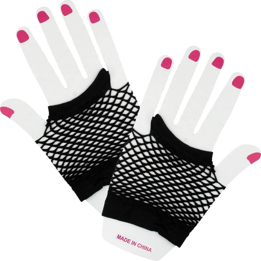Black Short Fingerless Fishnet Gloves