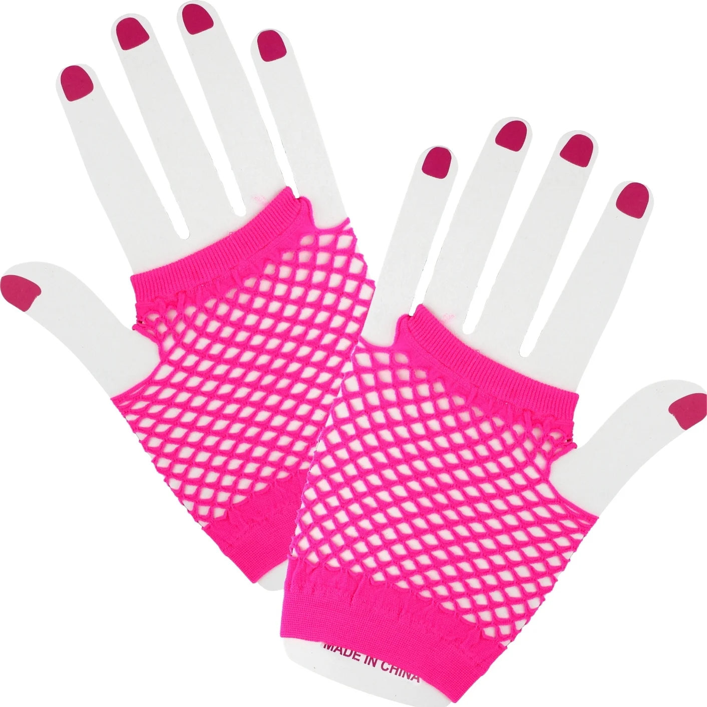 Hot Pink Short Fingerless Fishnet Gloves