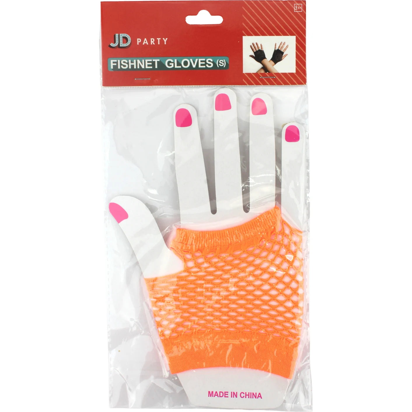 Orange Short Fingerless Fishnet Gloves