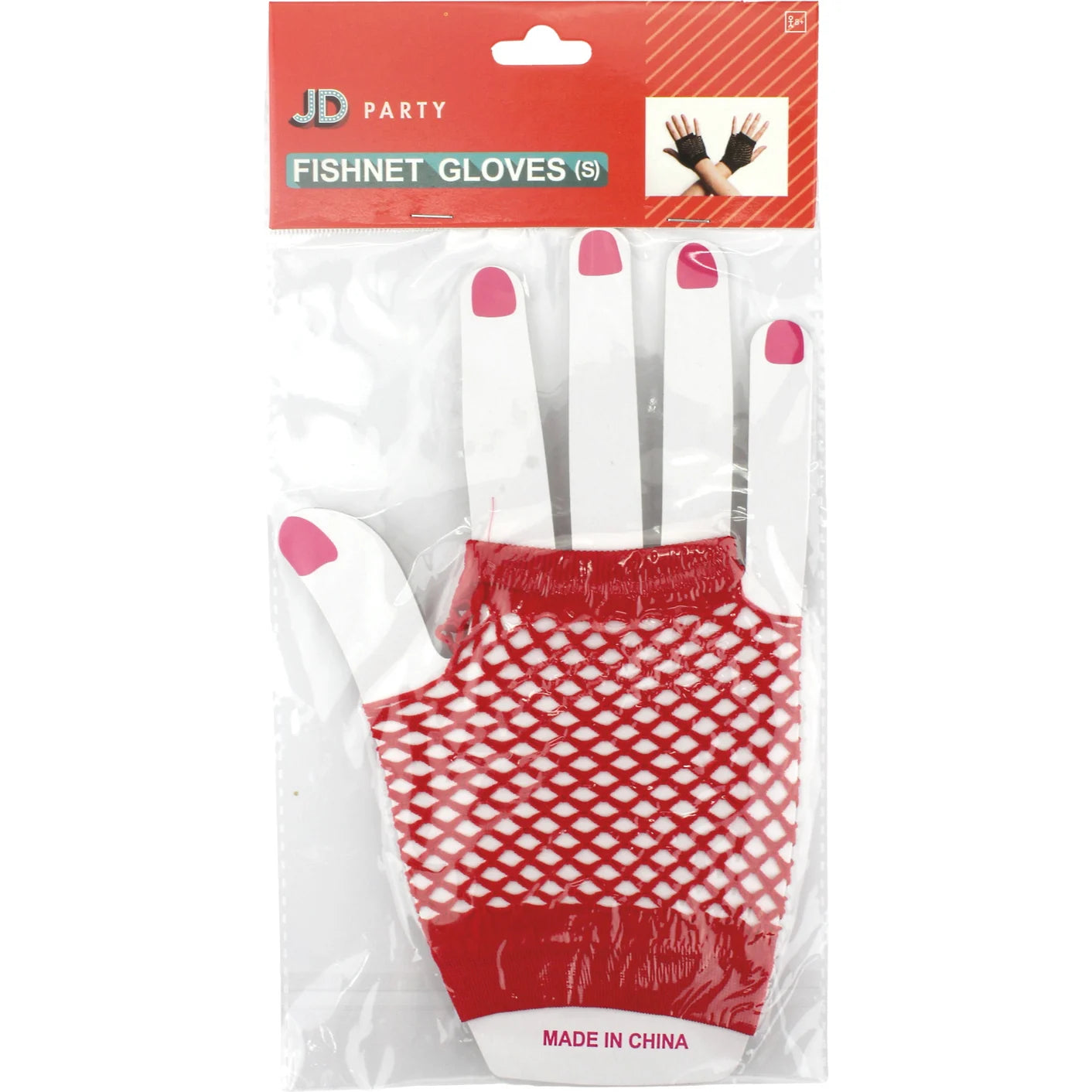 Red Short Fingerless Fishnet Gloves