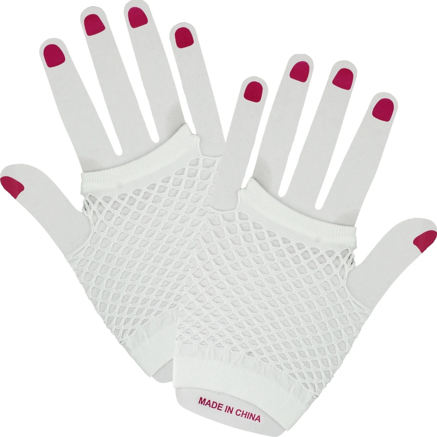 White Short Fingerless Fishnet Gloves