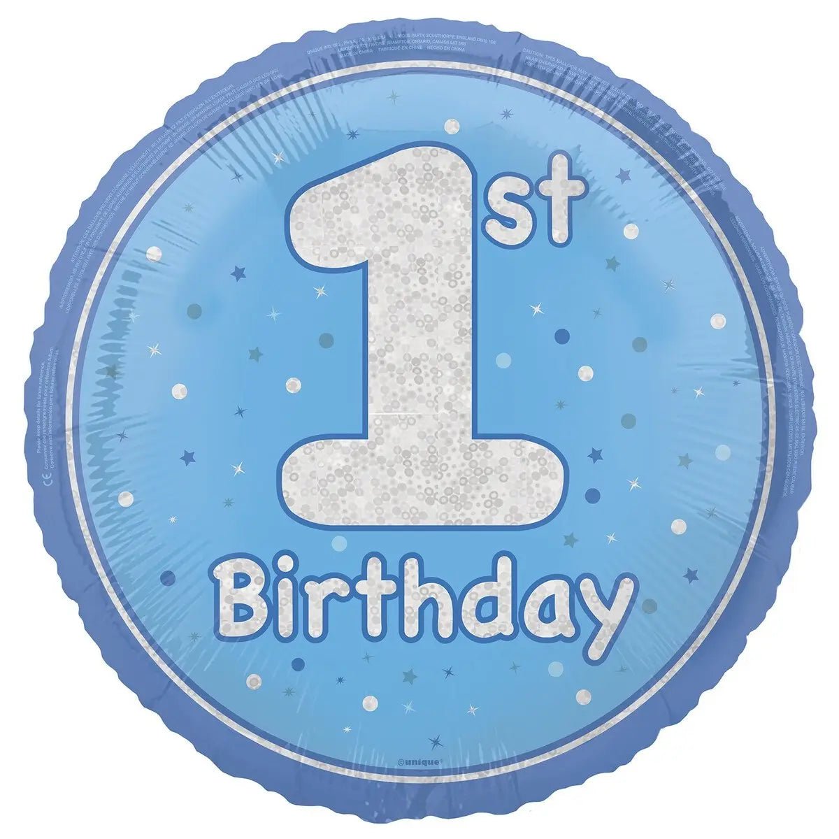 Glitz Blue 1st Birthday Prismatic Foil Balloon 45cm (18") - NextParty