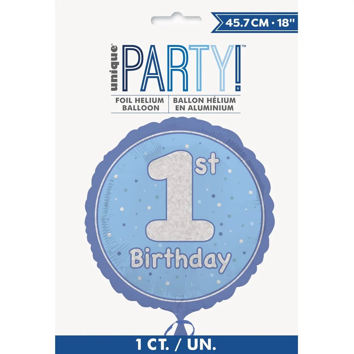 Glitz Blue 1st Birthday Prismatic Foil Balloon 45cm (18") - NextParty