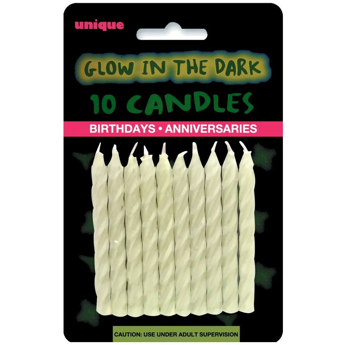 Glow In The Dark Twist Candles 10pk - NextParty