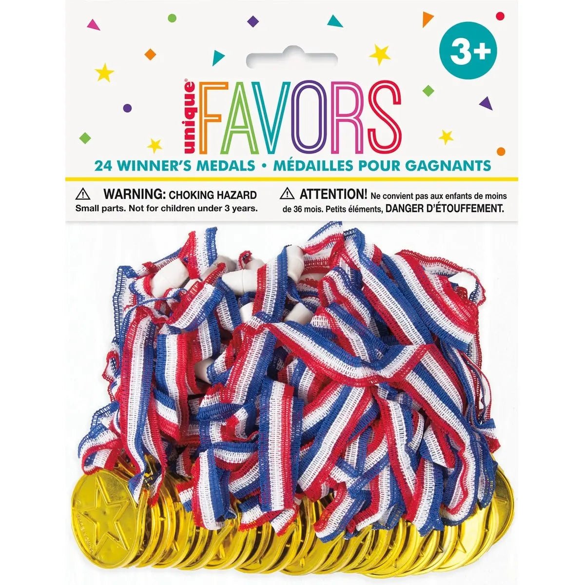 Gold Winner Medals With Ribbon 24pk Party Favours - NextParty