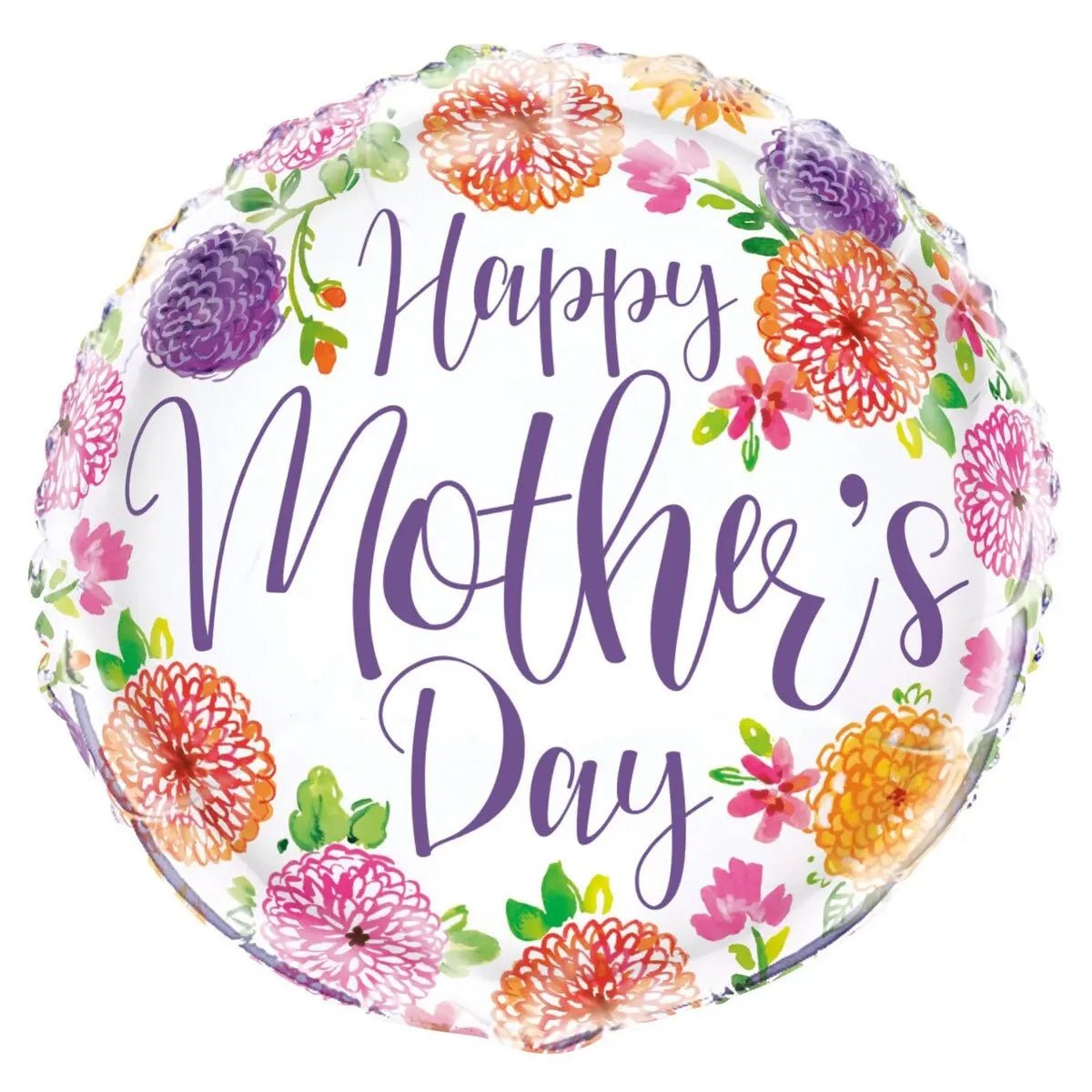Happy Mother's Day Purple Floral Foil Balloon 45cm (18") - NextParty
