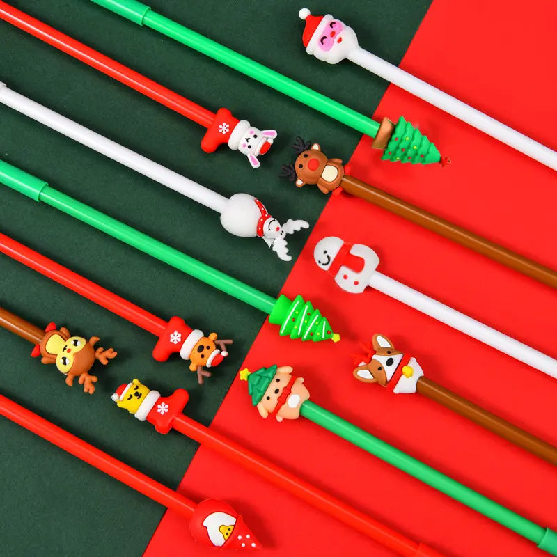 Christmas Gel Pens 10pcs Assorted Colours & Designs