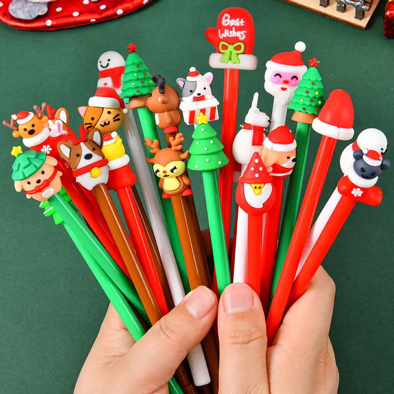 Christmas Gel Pens 10pcs Assorted Colours & Designs